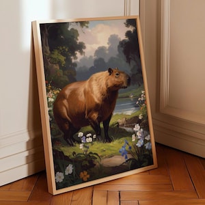 Danielle de capibara - renaissancekunstposter - digitaal schilderen op mat papier