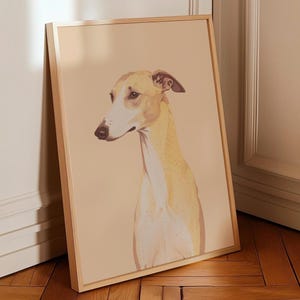 Emi the Greyhound Poster - Vintage Dog Wall Art - Digital Illustration in Matte Paper