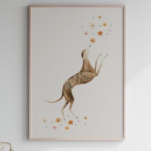 Elegant Greyhound Modern Poster Print - Whippet Art Illustration Poster - Dog Poster