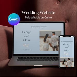 Custom Canva Wedding Website - DIY Wedding Website Template - Digital Wedding Invite - Unique Wedding Website Design