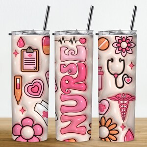 Personlig sjuksköterskemugg - 590 ml puffigt rosa design | Perfekt sjuksköterskepresent | För sjuksköterskeexamen eller uppskattning, visa din sjuksköterska eller LVN kärlek