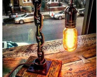 Ilumine su hogar con estilo: lámpara de cadena Descubra nuestra lámpara de mesa rústica - Nun Store Co.