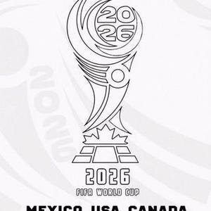 May include: Black and white line art of the 2026 FIFA World Cup trophy. The design features an eagle, the number 2026, and the text "MEXICO USA CANADA". The image is a coloring page.