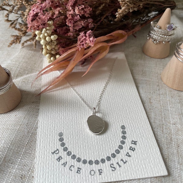 Handmade sterling silver nuggets  necklace with  hammered texture