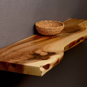 Rustic Live EDGE Wood Storage and Organization - Wooden hanging shelves for wall Fhome organization, live edge shelf floating, WALL shelves