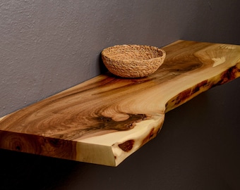 Prateleiras flutuantes personalizadas em madeira real - Prateleiras de parede em madeira maciça. Para cozinha, sala de estar, banheiro, decoração de sala de jantar. qualquer tamanho com suporte