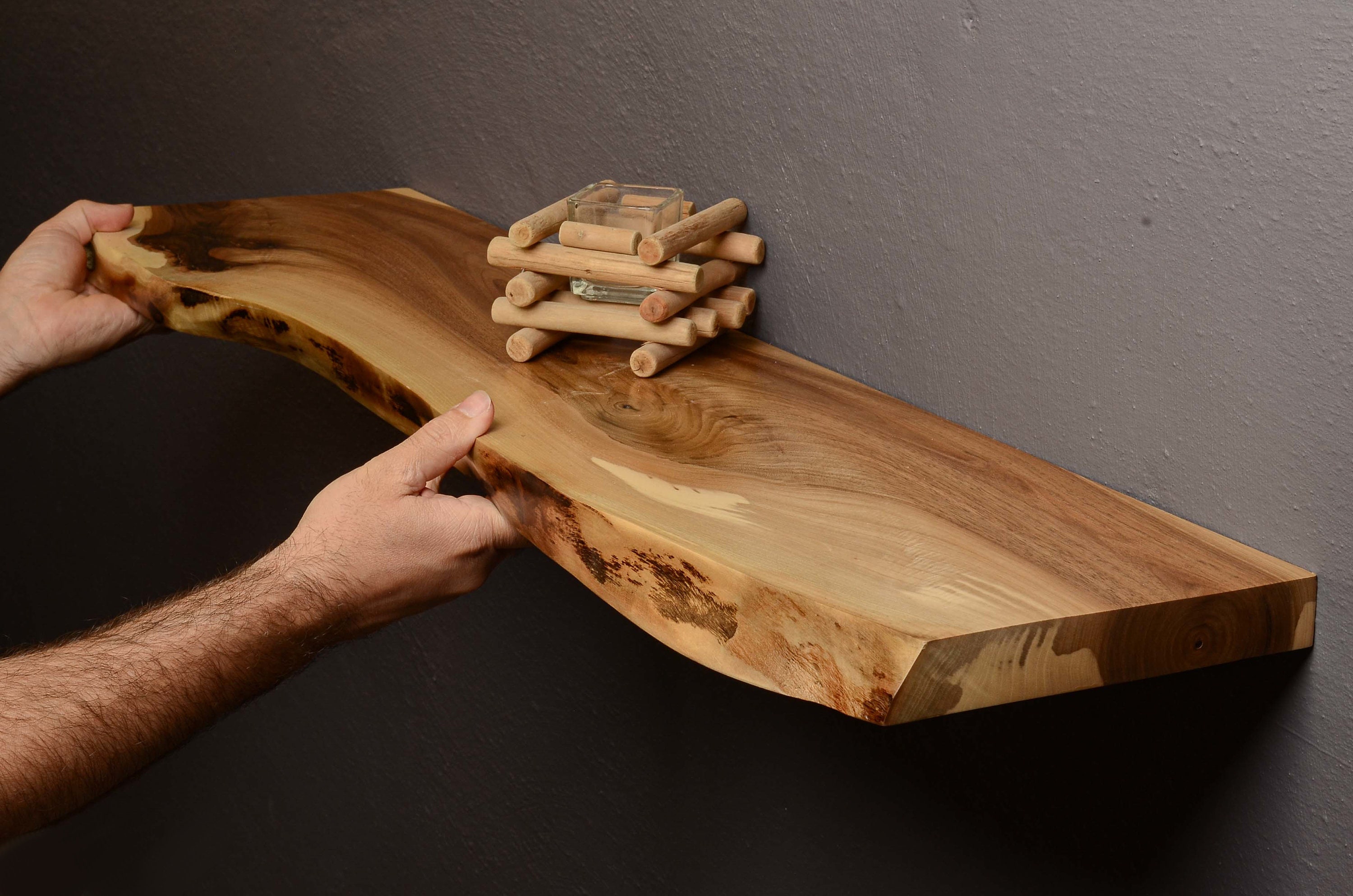 Walnut or Oak Wood Floating Shelf 8-inches Deep - 1.33-inch Thick ...