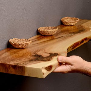 White Oak Rustic Floating Shelf floating wall mount shelf Live Edge Floating shelf Wooden Wookshelf Long Floating Book Shelf