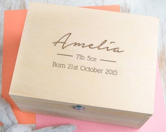 Personalized Baby Memory Box New Parent Gift - Personalised Gifts For Baby Girl or Boy - Engraved Keepsake Gift For New Parents