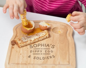 Easter Gift For Kids, Personalised Egg And Soldiers Breakfast Board, Gift For Children, Dippy Egg Board, Wooden Egg Cups Board For Easter