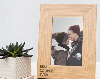 Engraved Photo Frame, Best Couple Ever Picture Frame, Engagement Gift For Couple, Valentines Day Gifts For Him, Wooden Photo Frame