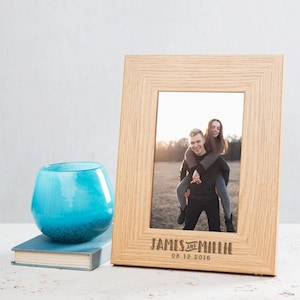 Pictured Frame For Boyfriend, Personalized Photo Frame For Couples, Anniversary Frame With Engraving, Valentine Gift For Her image 1