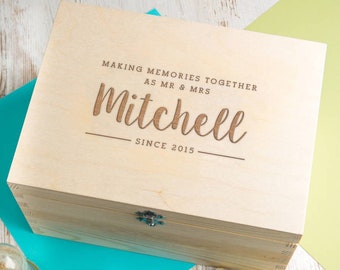 Personalised 'Mr And Mrs' Modern Script Keepsake Box