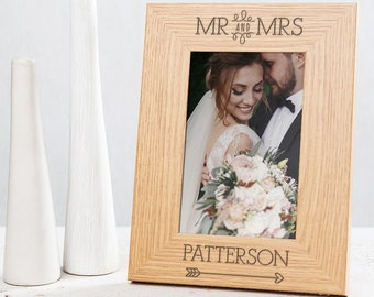 Personalised 'Mr And Mrs' Wedding Photo Frame