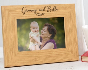 Granny Photo Frame, Personalised Wooden Picture Frame, Engraved Birthday Gifts For Grandma, Nanny Gift From Grandkids