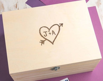 Couple's Memory Box, Personalised Box for Couple With Carved Heart