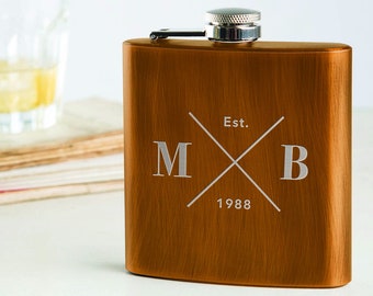 Personalised Initials Hip Flask For Men - Custom Hipflask For Boyfriend - Personalized Birthday Gifts For Him Dad - Flask for Whiskey Lovers