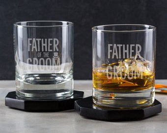 Father of The Groom Whisky Glass - Gifts for Wedding - Wedding Party Gifts from Bride and Groom - Old Fashioned Whiskey Tumbler