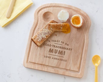 Tabla personalizada de huevos y tostadas para mamá, regalos de cumpleaños para mamá, regalo divertido del Día de las Madres, regalo personalizado para mamá, tabla de huevos de madera