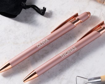 Bolígrafo personalizado, bolígrafo de tacto suave de oro rosa, bolígrafos de regalo para mujeres, regalo de mejores amigas, regalos para ella, regalos de papelería, bolígrafo grabado