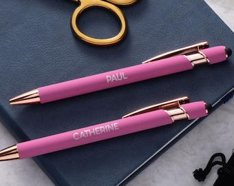 Pluma rosa pluma personalizada de lujo, plumas de regalo para mujeres, oro rosa, mejor amiga, regalos para ella, regalos de papelería, pluma personalizada grabada