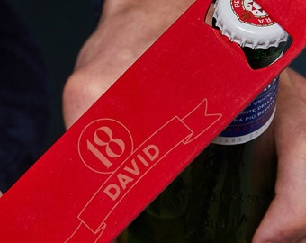 Personalised Metal Bottle Opener - Personalized Birthday Gifts For Dad Grandad - Custom Bar Blade - Engraved Beer Speed Opener - 18th 30th