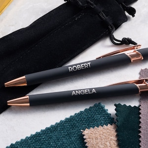 Matte Black Rose Gold Pen, Engraved Pen for Women, Personalized Rose Gold, Friend Gift, Gifts for Her, Stationery Gift, Personalised Pen image 1