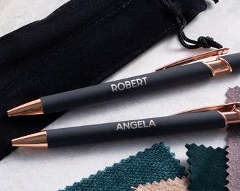 Matte Black Rose Gold Pen, Engraved Pen for Women, Personalized Rose Gold, Friend Gift, Gifts for Her, Stationery Gift, Personalised Pen