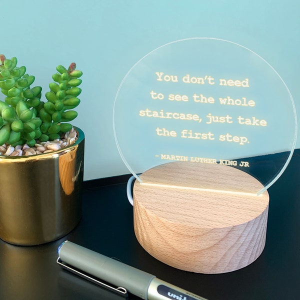 Personalised Motivational Quote Mini Desk Lamp - Motivational Birthday Gifts - Mini LED Desk Lamp - 7 Light Colour Options