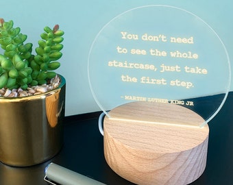Personalised Motivational Quote Mini Desk Lamp - Motivational Birthday Gifts - Mini LED Desk Lamp - 7 Light Colour Options