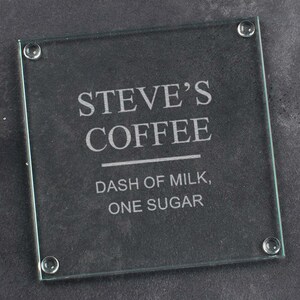 Personalised Engraved Tea / Coffe Glass Coaster | Birthday Gift For Grandma Grandad | Tea And Coffee Lover Gift | Mum And Dad Gift