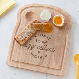 Personalised Egg-cellent Brother Egg Board | Dippy Egg And Toast Board For Birthday | Brothers Birthday Gift From Sister | Breakfast board