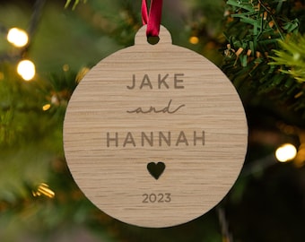 Holiday Ornament, Personalised Christmas Bauble for Couple, Personalized Xmas Tree Decorations, Couples Christmas Ornament