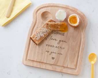 Personalised Egg and Toast Board - Funny Anniversary Gift For Boyfriend Girlfriend Husband Wife - Engraved Wood Serving Breakfast Board