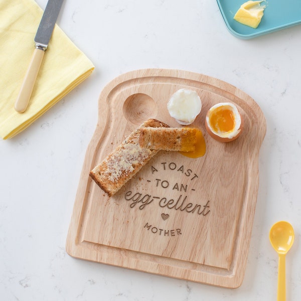 Mothers Day Gift, Personalised 'Egg-cellent Mother' Egg and Toast Board, Personalized Gift For Mom, Unique Gift For Mother, Wood Egg Board