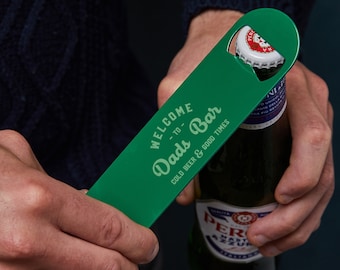 Personalised Metal Bottle Opener - Custom Bar Blade - Personalized Birthday Gifts For Dad - Engraved Beer Opener For Him Men Stocking Filler
