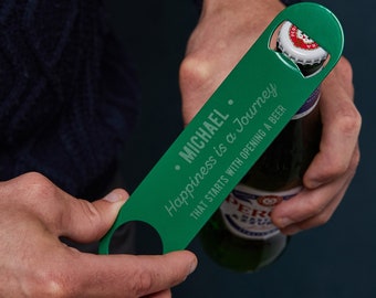 Personalised Metal Bottle Opener - Personalized Beer Lovers Gift for Dad Men Him - Funny Engraved Stainless Steel Speed Opener Bar Blade