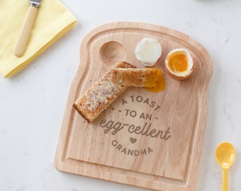 Dippy Egg Board, Personalised Egg Board For Nan, Birthday Gift For Grandparent, Dippy Egg And Toast Board for Grandmother
