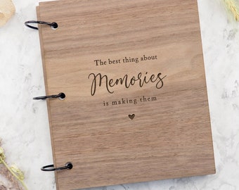 The Best Thing About Memories Wooden Scrapbook - Sentimental Birthday Gifts For Girlfriend Her - Anniversary Gifts For Couples - Memory Book