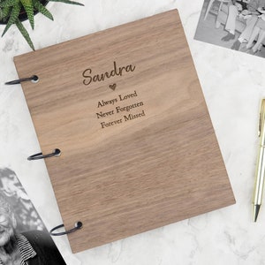 Personlaised Engraved 'Never Forgotten' Memory Book | Bereavement Gifts For Friends | Celebration Of Life Memorial Book | Family Photo Album