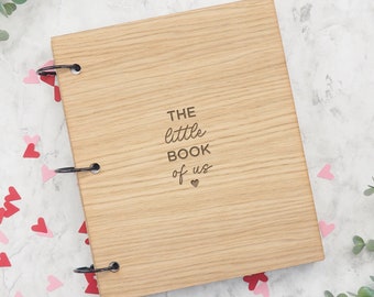 Erinnerungsbuch, Das kleine Buch von uns, Sammelalbum, Valentinstag Geschenk für Freundin, Paare, Fotobuch zum Hochzeitstag aus Holz, Geschenk für Sie
