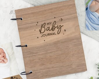 My Baby Journal Engraved Keepsake Baby Book - Baby Shower Gifts For Parents - Gift For Newborn Girl Boy - Baby Milestone Journal