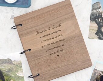 Personalised Engraved Couple Memory Book | Wedding Photo Album | Anniversary Scrapbook For Couple | Valentines Gift For Boyfriend Girlfriend