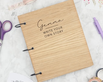 Write Your Own Story Memory Book, Personalised Journaling Notebook For Women, Birthday Gift For Her, Travel Scrapbook With Engraved Name