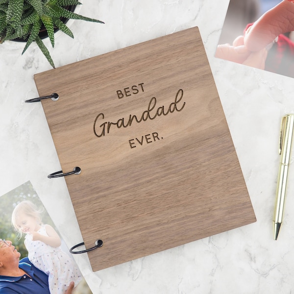 Engraved ‘Best Grandad Ever’ Photo Album for Grandpa - Gift from Grandchildren - Father’s day or Birthday Gift - Family Memory Book