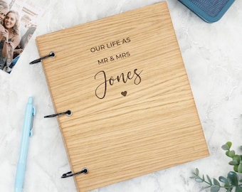 Our Life As Mr And Mrs Personalised Memory Book - Photo Album Gift For Newlyweds - Wedding Gift For Couple - Anniversary Scrapbook