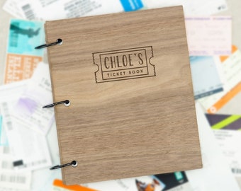 Personalised Engraved Ticket Collector Book | Ticket Stub Album | Adventure Book For Friends | Birthday Gift For Daughter | Travel Scrapbook