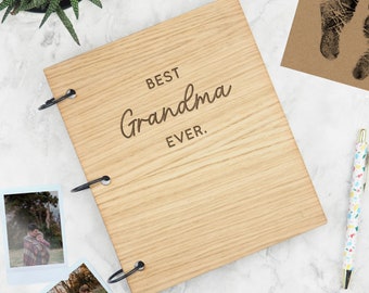 Libro de recuerdos de la abuela, álbum de fotos grabado "La mejor abuela de todos los tiempos", regalo del día de la madre para la abuela, regalo de los nietos, libro de recuerdos familiares
