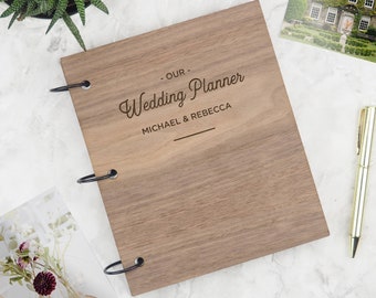 Personalised Wooden Wedding Planner Scrapbook - Wedding Planner Book - Engagement Gifts For Couple - Hen Gift For Bride - Bride To Be Gift