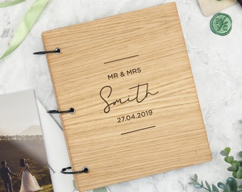 Personalised Wedding Scrapbook Gift For Couple - Wedding Photo Album - Wooden Wedding Guest Book - Bride And Groom Gifts